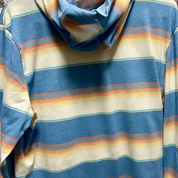 Salty Crew Men’s Medium Striped Technical Tee Hoodie with Blue and Yellow Tones - Picture 5 of 5